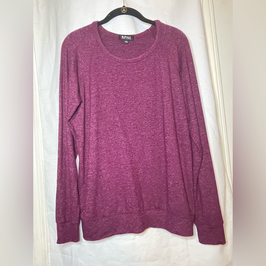 Buffalo By David Bitton Purple Heathered Long Sleeve Crew Neck Sweater Size M